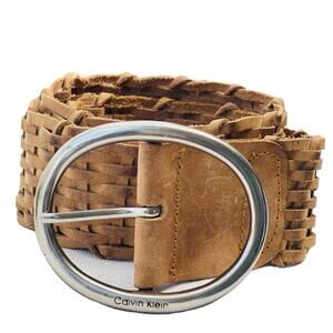 Boho Vintage Calvin Klein braided leather belt w/ buckle S-M